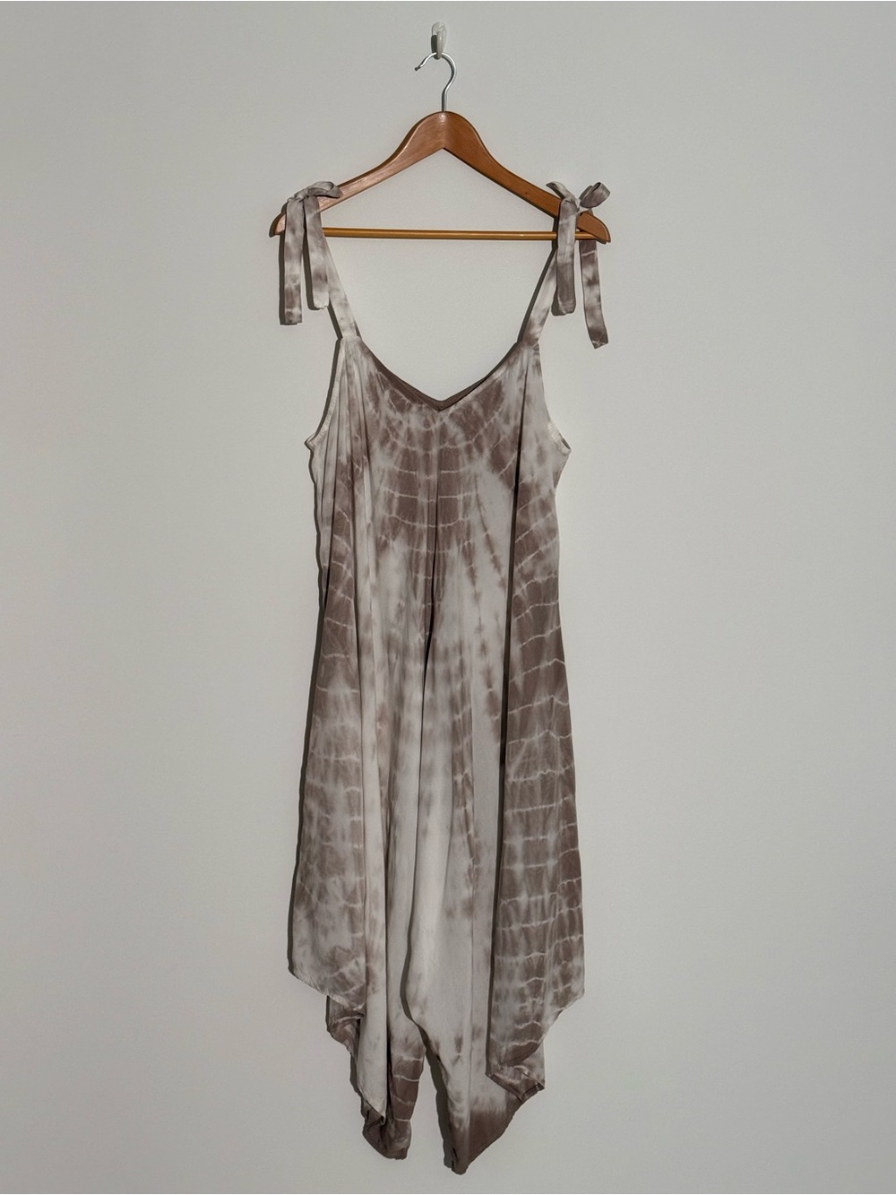 Made in Italy Taupe Tie Die Casual Flowy Jumpsuit
